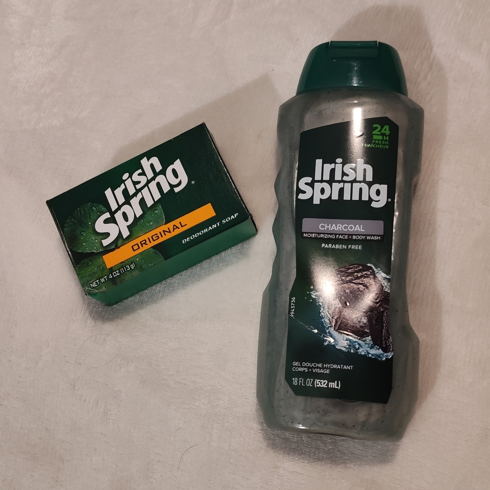 NEW! Men's Irish Spring Charcoal Body Wash 18oz - 1 Bar Soap